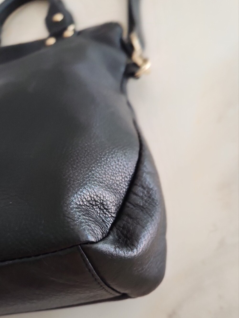 Emma Fox Black Leather Satchel with Gold Hardware - Picture 7 of 15
